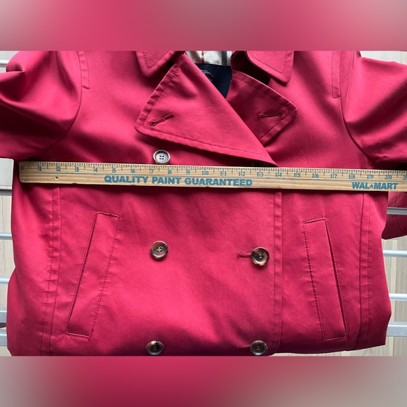 Vintage BURBERRY Coat in Red with Nova Check Liner USA large - Picture 5 of 10